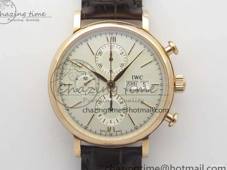 MIROTIME 0711 Efficient Portofino Chrono RG ZF 1:1 Best Edition White Dial on Brown Leather Strap A 7151